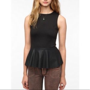UO Silence + Noice Black Peplum Top